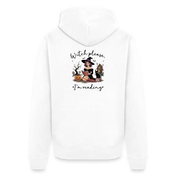 Hexenlesung Halloween-Moment - Unisex Premium Bio Zip Hoodie - Weiß - Hinten - Thijin (182cm)