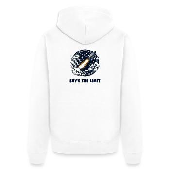 Sky's the Limit Rocket in the Clouds - Unisex Premium Organic Zip Hoodie - white - Back - Thijin (182cm)