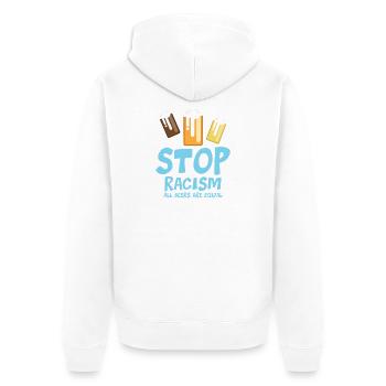 Stoppt Rassismus Alle Biere sind gleich - lustiger Spruch - Unisex Premium Bio Zip Hoodie - Weiß - Hinten - Thijin (182cm)
