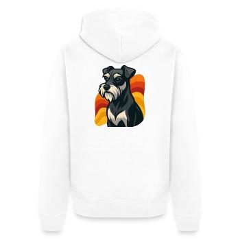 Zwergschnauzer Hund bei Sonnenuntergang - Unisex Premium Bio Zip Hoodie - Weiß - Hinten - Thijin (182cm)