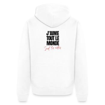 j'aime tout le monde sauf les autres - Veste à capuche bio Premium Unisexe - blanc - Dos - Thijin (182cm)