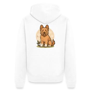 Cute Briard Dog with Paw Pattern - Unisex Premium Organic Zip Hoodie - white - Back - Thijin (182cm)