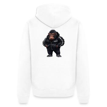 Gorilla Coach - Unisex Premium Bio Zip Hoodie - Weiß - Hinten - Thijin (182cm)