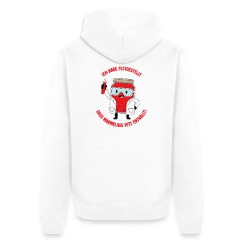 Laborjam Enthüllt Fett - Unisex Premium Bio Zip Hoodie - Weiß - Hinten - Thijin (182cm)