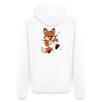 Süßer Comic Fuchs – Kinder & Tierliebhaber Motiv - Unisex Premium Bio Zip Hoodie - Weiß - Hinten - Thijin (182cm)