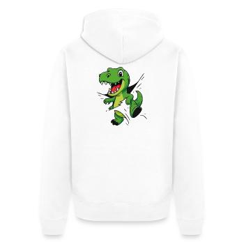 Comic Dino – Für kleine Forscher & Entdecker - Unisex Premium Bio Zip Hoodie - Weiß - Hinten - Thijin (182cm)