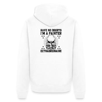Cadeaux amusants pour les peintres en bâtiment Idées de peintres professionnels - Veste à capuche bio Premium Unisexe - blanc - Dos - Thijin (182cm)