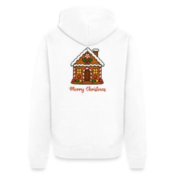 Gingerbread House Christmas Dreams - Unisex Premium Organic Zip Hoodie - white - Back - Thijin (182cm)