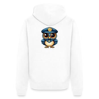 Blue Police Owl Watch - Unisex Premium Organic Zip Hoodie - white - Back - Thijin (182cm)