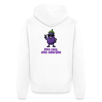 Aubergine - Alles easy - Unisex Premium Bio Zip Hoodie - Weiß - Hinten - Thijin (182cm)