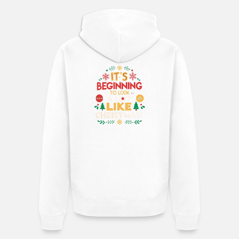 Ça commence à ressembler à Noël - Veste à capuche bio Premium Unisexe - blanc
