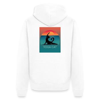 Yoga Cat – Un design décontracté pour les fans de chats - Veste à capuche bio Premium Unisexe - blanc - Dos - Thijin (182cm)
