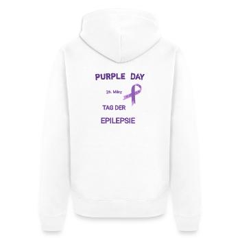 Purple Day Epilepsy Education - Unisex Premium Organic Zip Hoodie - white - Back - Thijin (182cm)