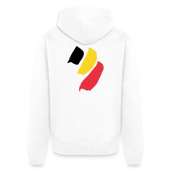 Belgique - Drapeau belge - Veste à capuche bio Premium Unisexe - blanc - Dos - Thijin (182cm)