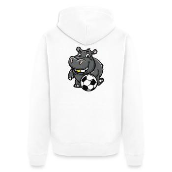 Hippo Fußballstar Illustration - Unisex Premium Bio Zip Hoodie - Weiß - Hinten - Thijin (182cm)