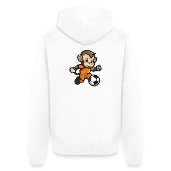 Affe Comic Fußball - Unisex Premium Bio Zip Hoodie - Weiß - Hinten - Thijin (182cm)