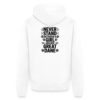 Deutsche Dogge Spruch Lustiges Dogge Geschenk - Unisex Premium Bio Zip Hoodie - Weiß - Hinten - Thijin (182cm)