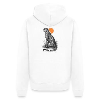 Guépard au coucher du soleil - Veste à capuche bio Premium Unisexe - blanc - Dos - Thijin (182cm)