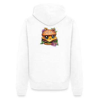 Kawaii Burger mit Blumen - Unisex Premium Bio Zip Hoodie - Weiß - Hinten - Thijin (182cm)
