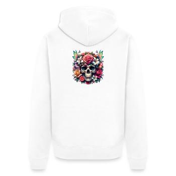 Fleurs Crâne Beauté Floraison - Veste à capuche bio Premium Unisexe - blanc - Dos - Thijin (182cm)