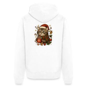 Chat à Noël - Veste à capuche bio Premium Unisexe - blanc - Dos - Thijin (182cm)