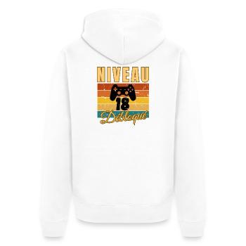 Level 18 Years Birthday Gamer Vintage Humor - Veste à capuche bio Premium Unisexe - blanc - Dos - Thijin (182cm)