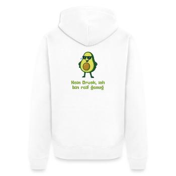 Avocado kein Druck reif genug  - Unisex Premium Bio Zip Hoodie - Weiß - Hinten - Thijin (182cm)