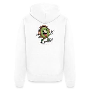 Fröhliche Kiwi Mit Kopfhörern Rockt Die Musik - Unisex Premium Bio Zip Hoodie - Weiß - Hinten - Thijin (182cm)