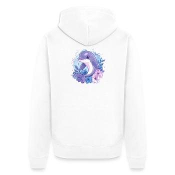 Dolphin in the flower circle - Unisex Premium Organic Zip Hoodie - white - Back - Thijin (182cm)