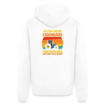 Landwirt Bauernhof Farmer Bauer Traktor - Unisex Premium Bio Zip Hoodie - Weiß - Hinten - Thijin (182cm)