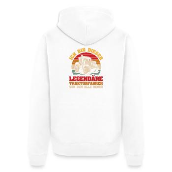 Landwirt Bauernhof Farmer Bauer Traktor - Unisex Premium Bio Zip Hoodie - Weiß - Hinten - Thijin (182cm)