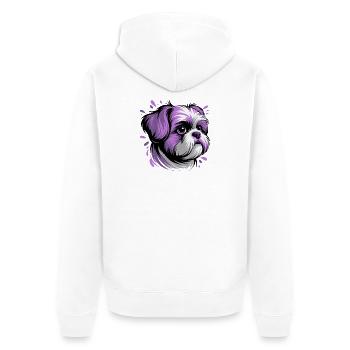 Portrait de tête de chien violet - Veste à capuche bio Premium Unisexe - blanc - Dos - Thijin (182cm)