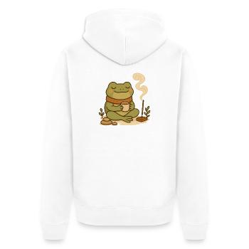 Mindful frog with tea & incense sticks - Unisex Premium Organic Zip Hoodie - white - Back - Thijin (182cm)