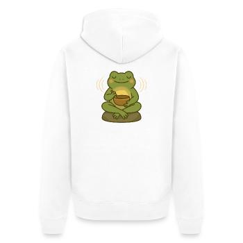 Meditating Frog – Singing Bowl & Mindfulness - Unisex Premium Organic Zip Hoodie - white - Back - Thijin (182cm)