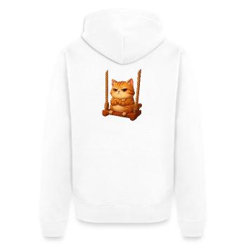 Grim Cat on Swing Cartoon Playground - Unisex Premium Organic Zip Hoodie - white - Back - Thijin (182cm)