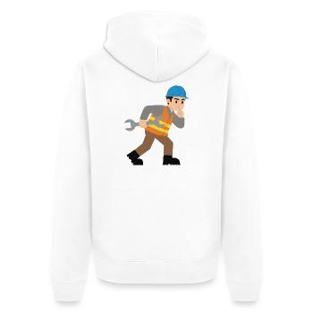 Baustellenheld mit Schraubenschlüssel - Unisex Premium Bio Zip Hoodie - Weiß - Hinten - Thijin (182cm)