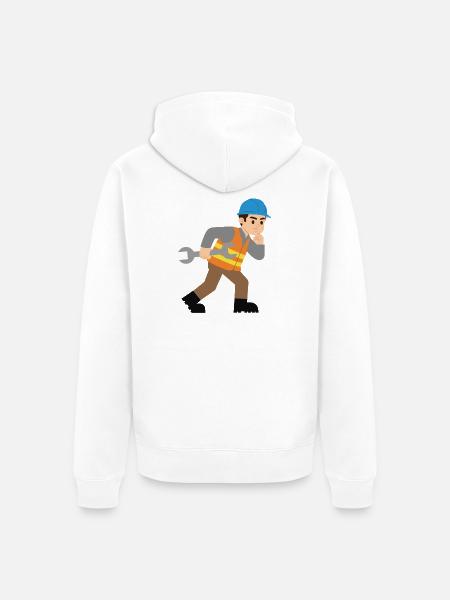Construction site hero with wrench - Unisex Premium Organic Zip Hoodie - white