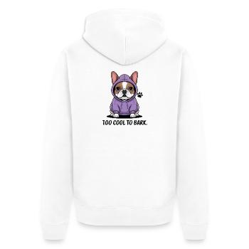 Zu Cool Zum Bellen: Lässiger Bulldoggen-Stil - Unisex Premium Bio Zip Hoodie - Weiß - Hinten - Thijin (182cm)