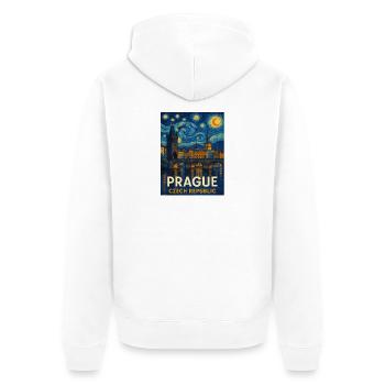 Prag Tschechien - Unisex Premium Bio Zip Hoodie - Weiß - Hinten - Thijin (182cm)