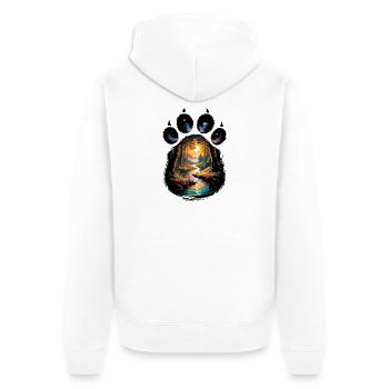  Naturlandschaft im Pfotenabdruck bei Nacht mit - Unisex Premium Bio Zip Hoodie - Weiß - Hinten - Thijin (182cm)