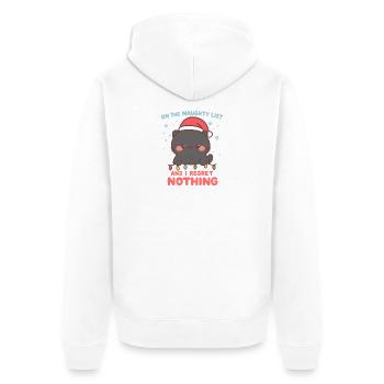 Freche Katze Weihnachten Bereue nichts - Unisex Premium Bio Zip Hoodie - Weiß - Hinten - Thijin (182cm)