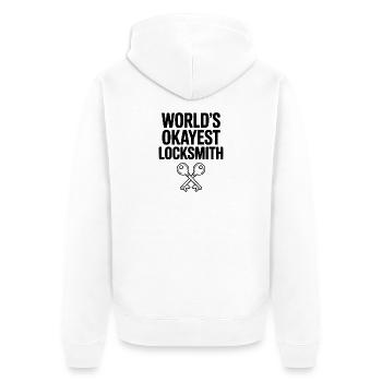 World’s Okayest Locksmith - Unisex Premium Organic Zip Hoodie - white - Back - Thijin (182cm)