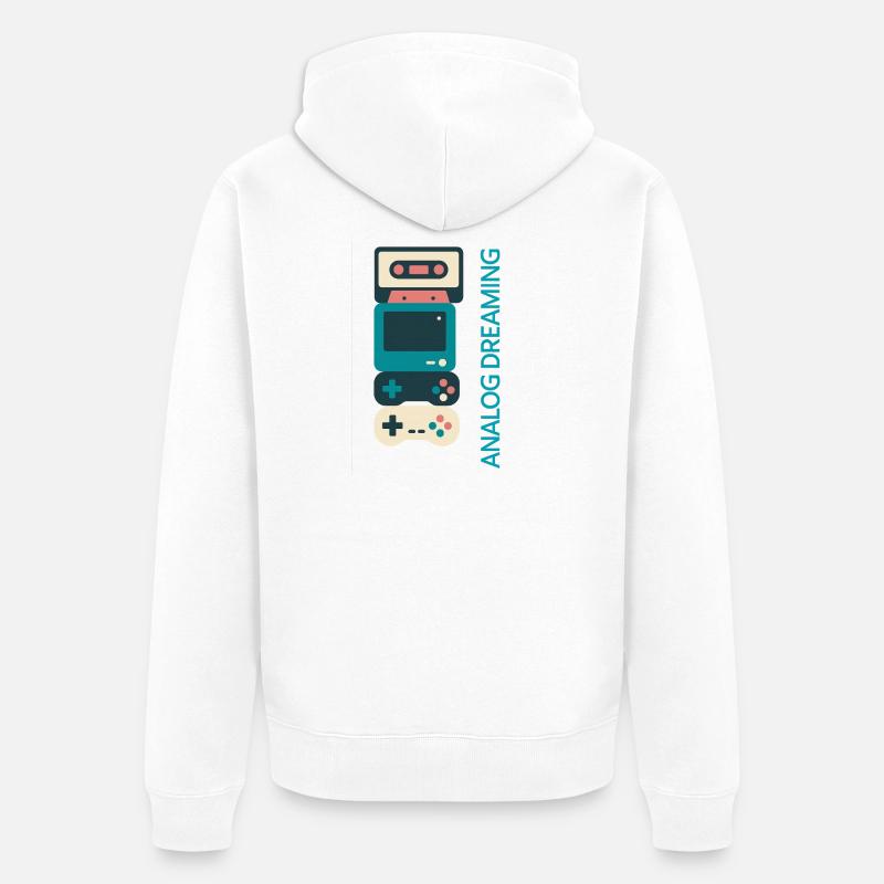 Analog Dreaming Console Stack - Unisex Premium Organic Zip Hoodie - white