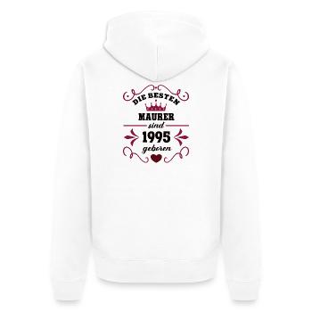 1995 Maurerin Geburtstag Kollege Arbeitskollege - Unisex Premium Bio Zip Hoodie - Weiß - Hinten - Thijin (182cm)