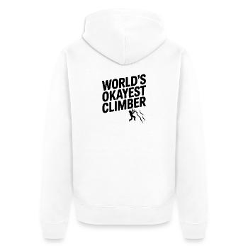 Der okayste Kletterer der Welt - Unisex Premium Bio Zip Hoodie - Weiß - Hinten - Thijin (182cm)