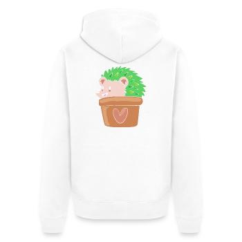 Plant Cactus Cacti - Unisex Premium Organic Zip Hoodie - white - Back - Thijin (182cm)