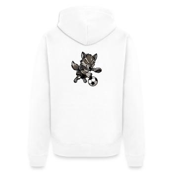 Wolfsoccer Animierter Wolf - Unisex Premium Bio Zip Hoodie - Weiß - Hinten - Thijin (182cm)
