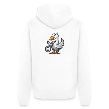 Ente mit Fußball Cartoon - Unisex Premium Bio Zip Hoodie - Weiß - Hinten - Thijin (182cm)