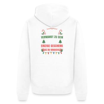 Mit mir verwandt zu sein einziges Geschenk - Unisex Premium Bio Zip Hoodie - Weiß - Hinten - Thijin (182cm)