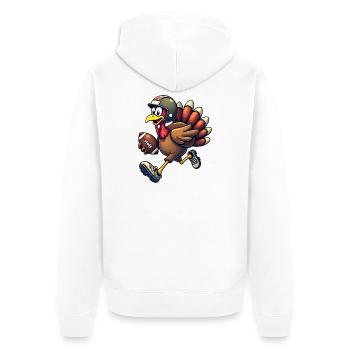 Thanksgiving Football Turkey - Unisex Premium Organic Zip Hoodie - white - Back - Thijin (182cm)